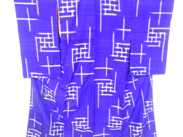 JAPANESE KIMONO / ANTIQUE KIMONO / TSUMUGI / WOVEN ABSTRACT PATTERN